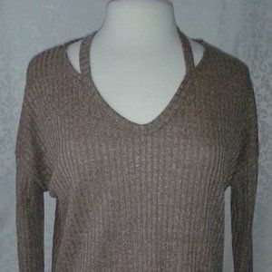 Taupe Long Sleeve Shoulder Cut Out Design